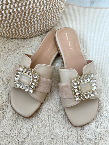 Beige jewelled sandals